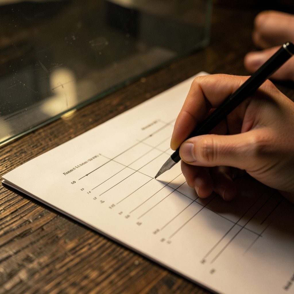 Hand annotating equal highs and liquidity shelves on a printed swing chart